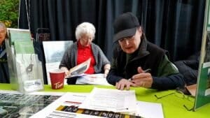 Susan Lehman signs the ownership of the bowl over to the Surrey Museum